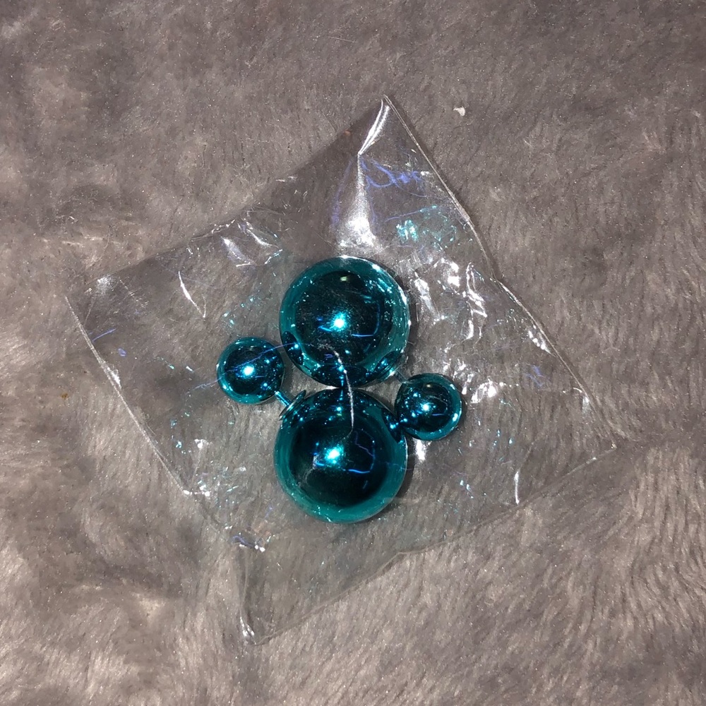 Double sided blue front back ball stud earrings